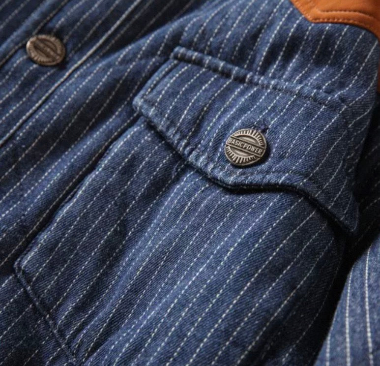 Pinstripe Retro Workwear Padded Jacket