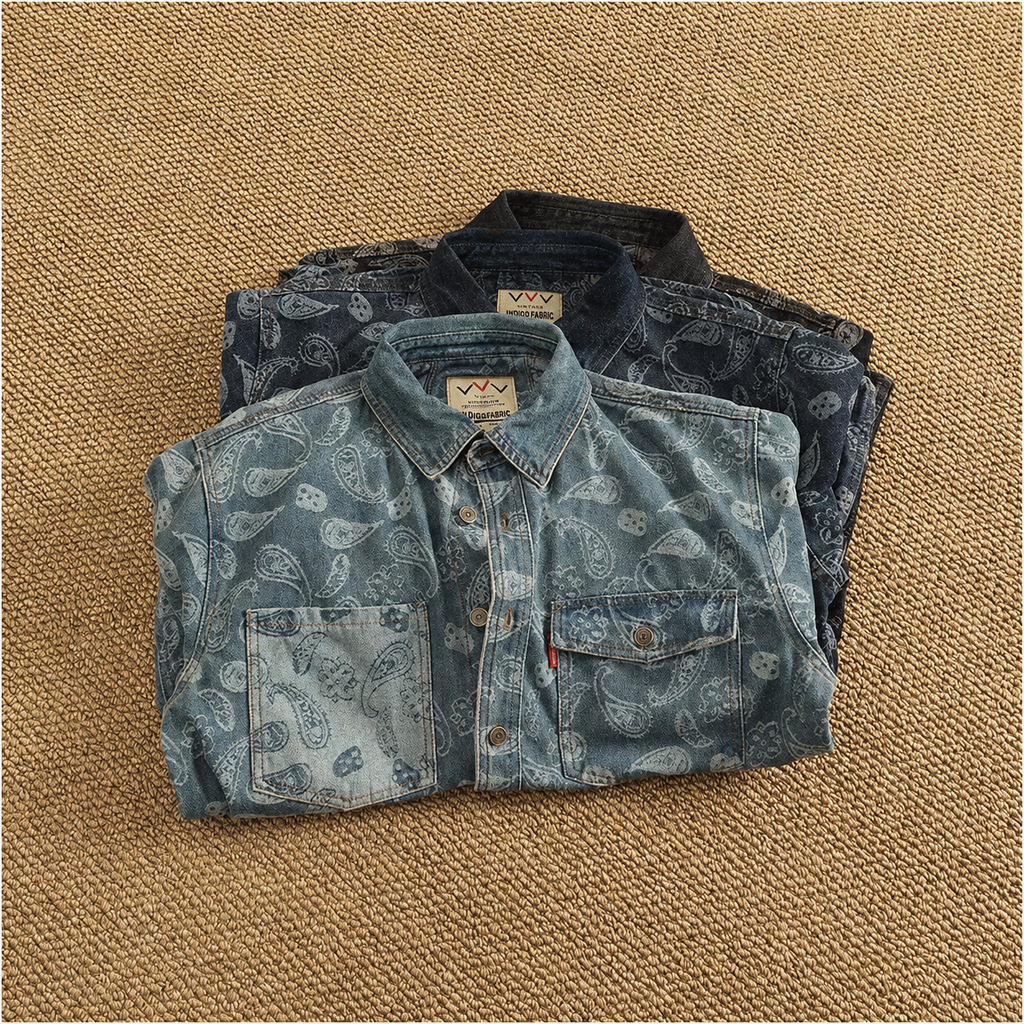 Washed Paisley Denim Shirt