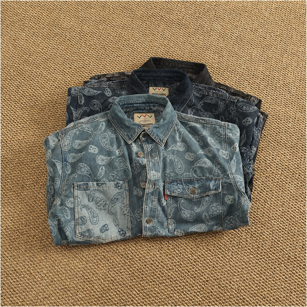 Washed Paisley Denim Shirt