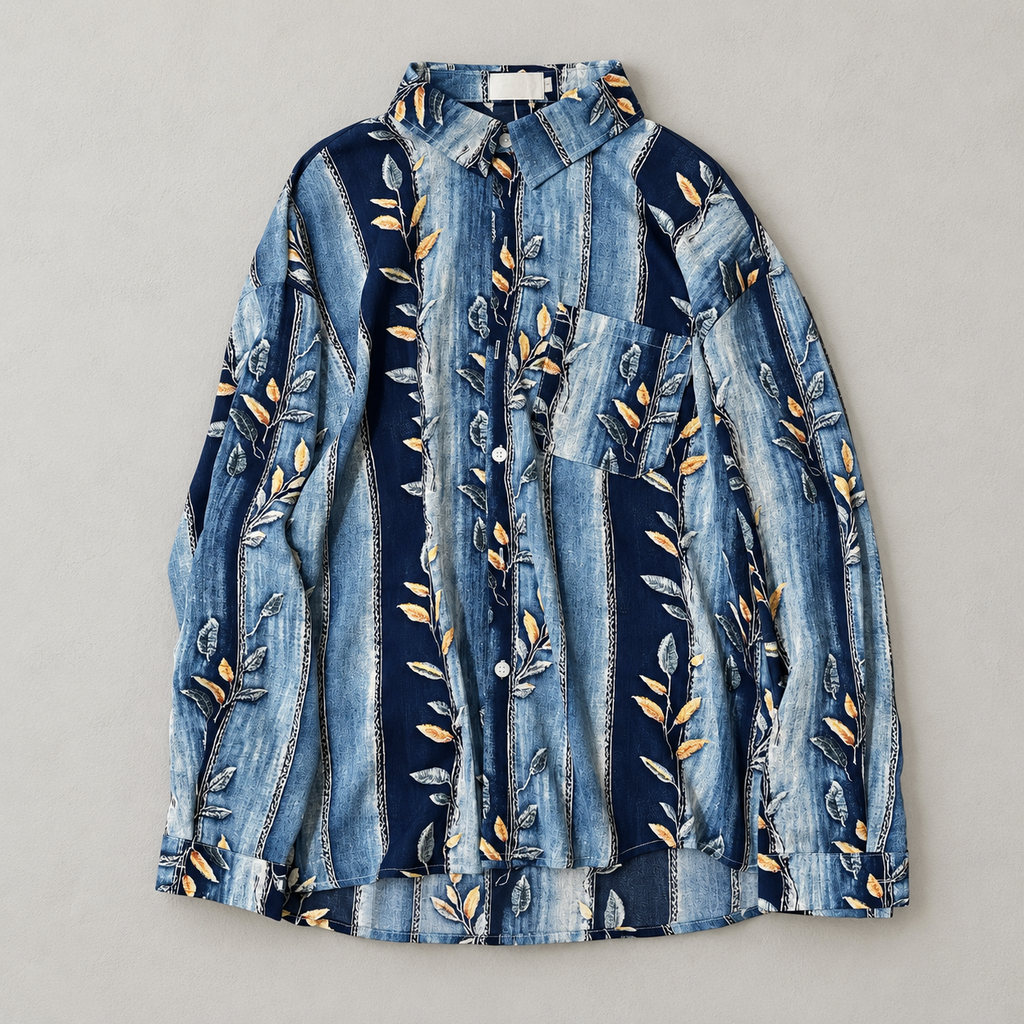 Indigo Vine Oversized Shirt Jacket