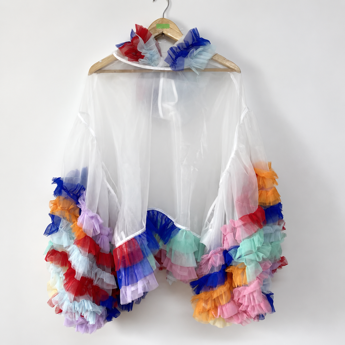 Carnival Sheer Organza Ruffle Hooded Top