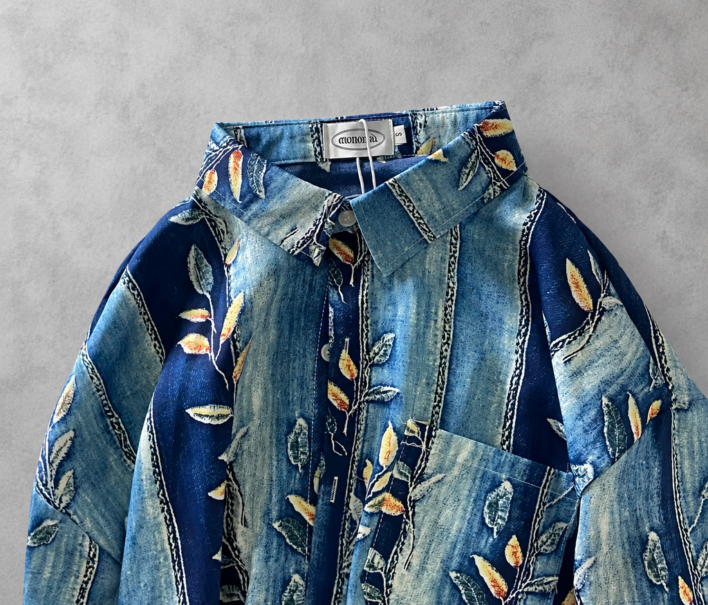 Indigo Vine Oversized Shirt Jacket
