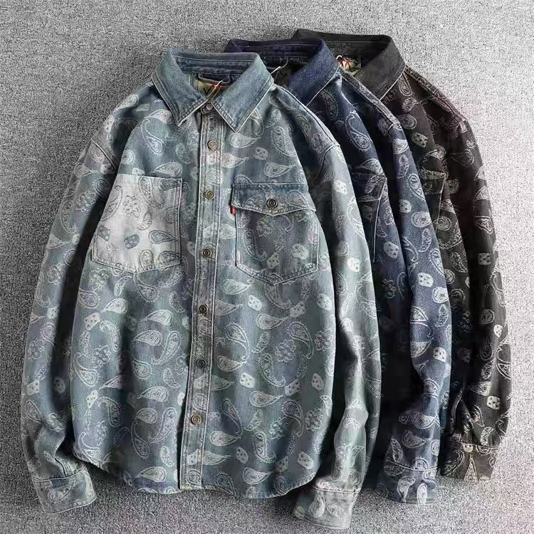 Washed Paisley Denim Shirt