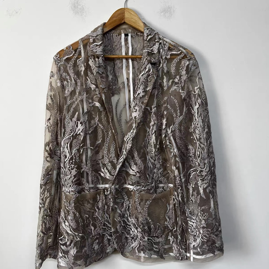Vesper Embroidered Mesh Blazer