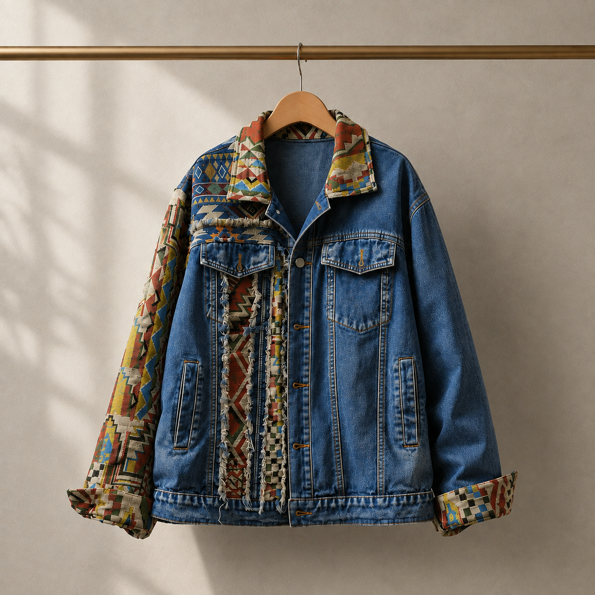 Folk Mosaic Reworked  Denim Jacket