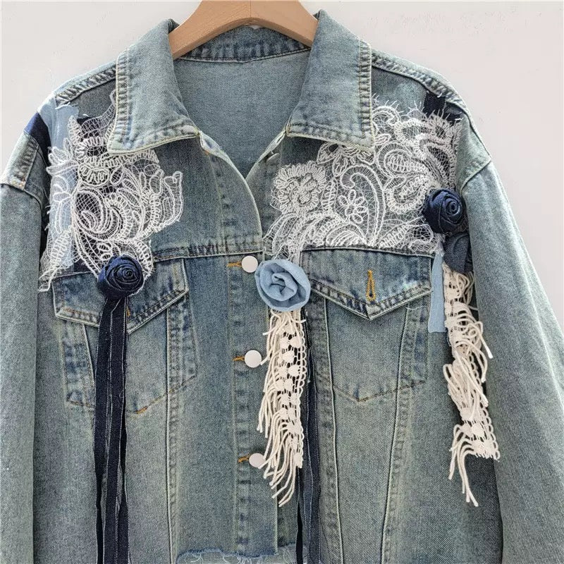 Lace Appliqué Cropped Jacket