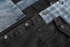 Patchwork Plaid Reworked Denim Jacket