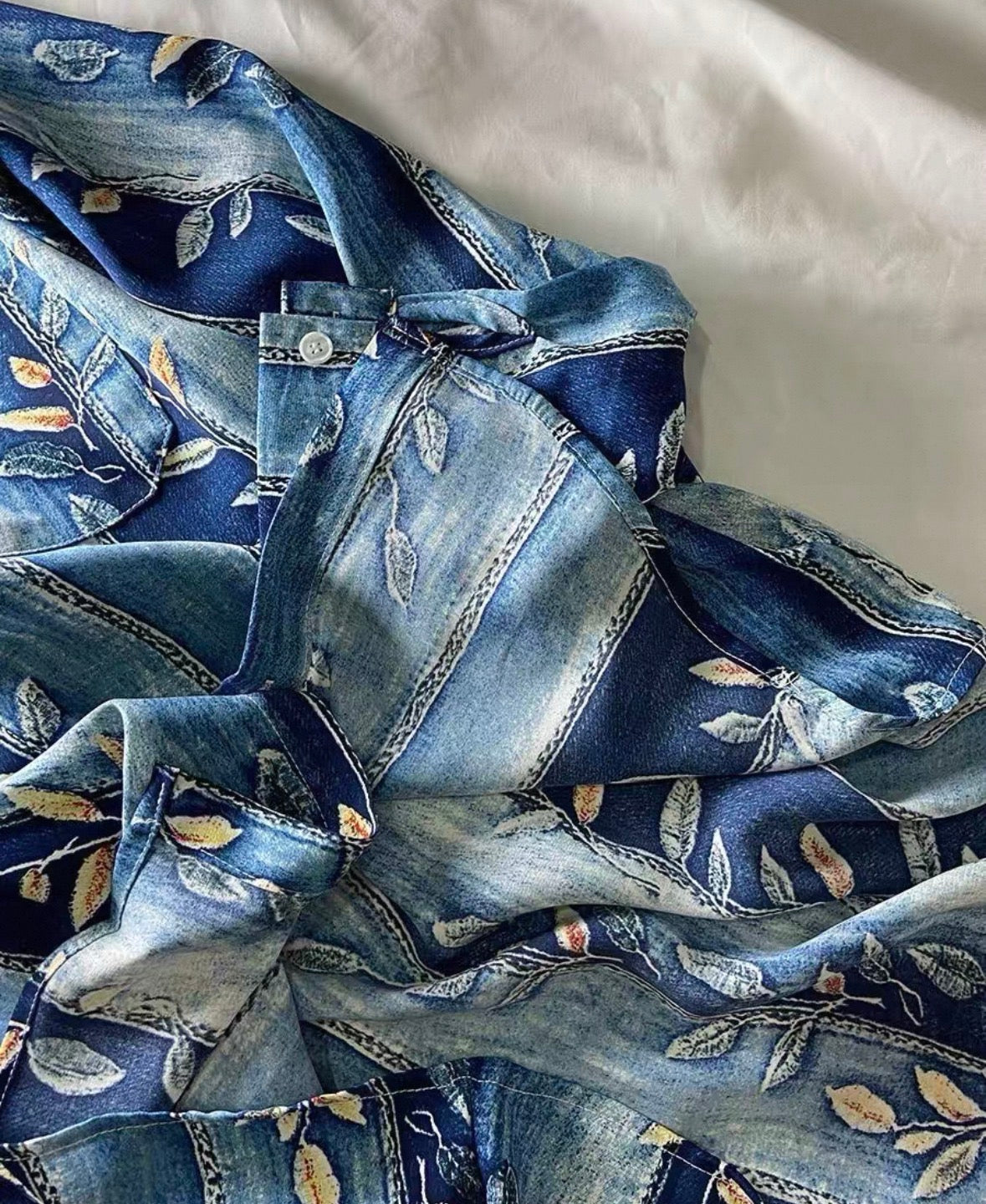 Indigo Vine Oversized Shirt Jacket