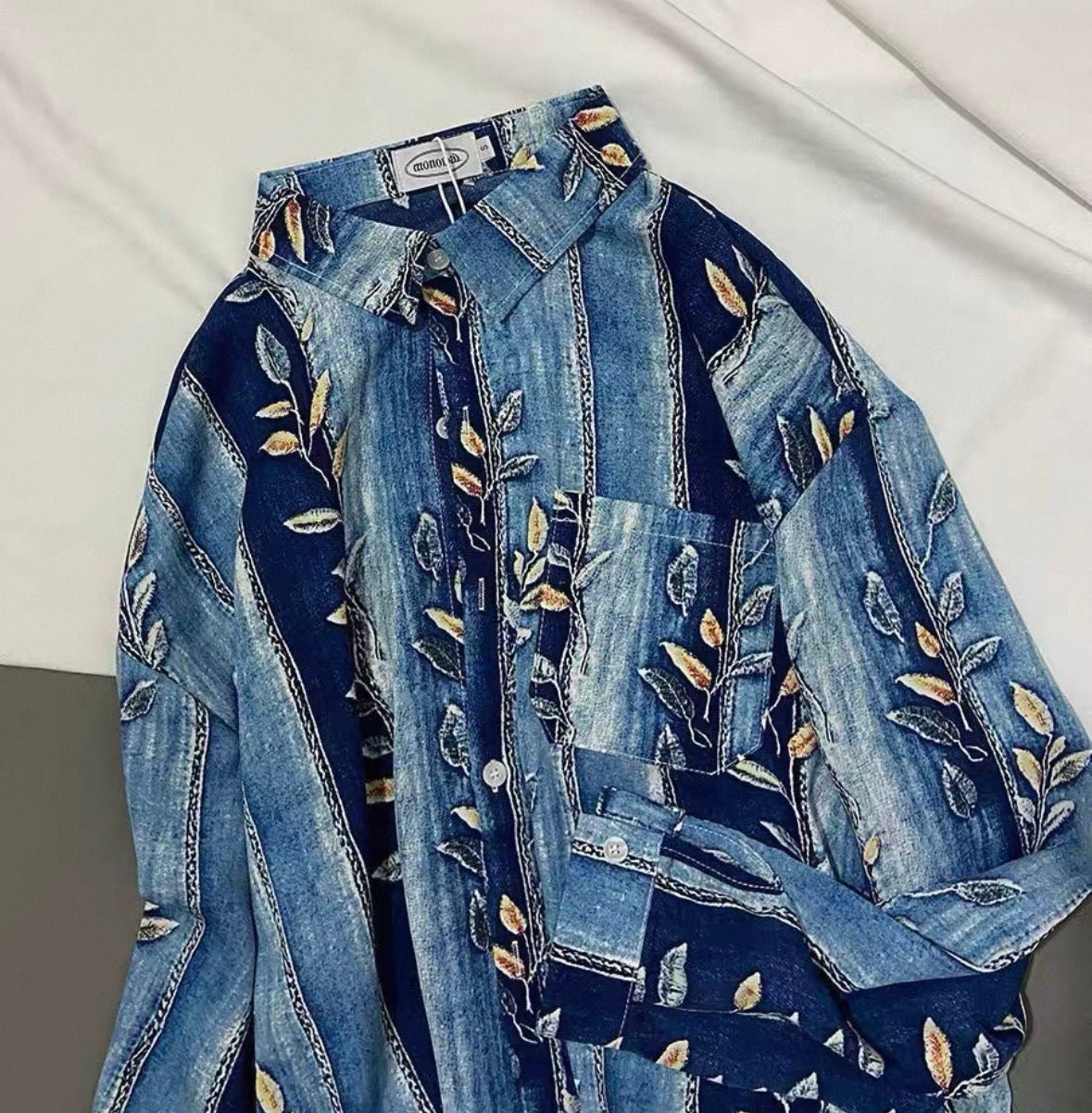 Indigo Vine Oversized Shirt Jacket