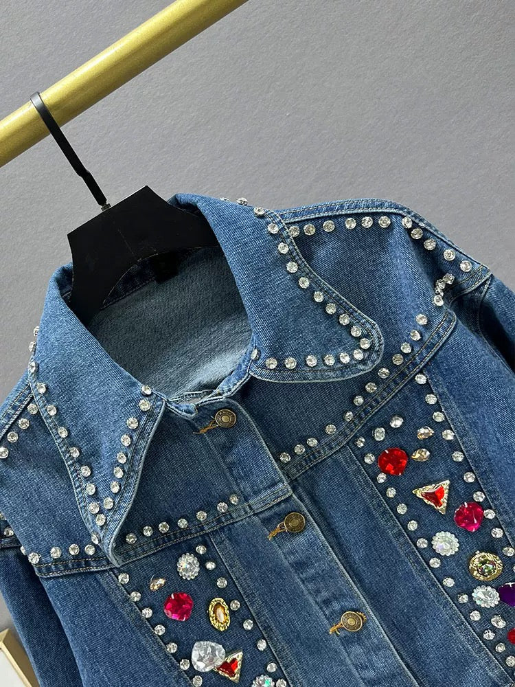 Open Heart Back Denim Jacket