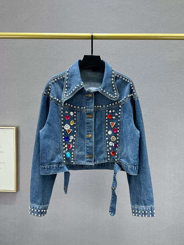 Open Heart Back Denim Jacket
