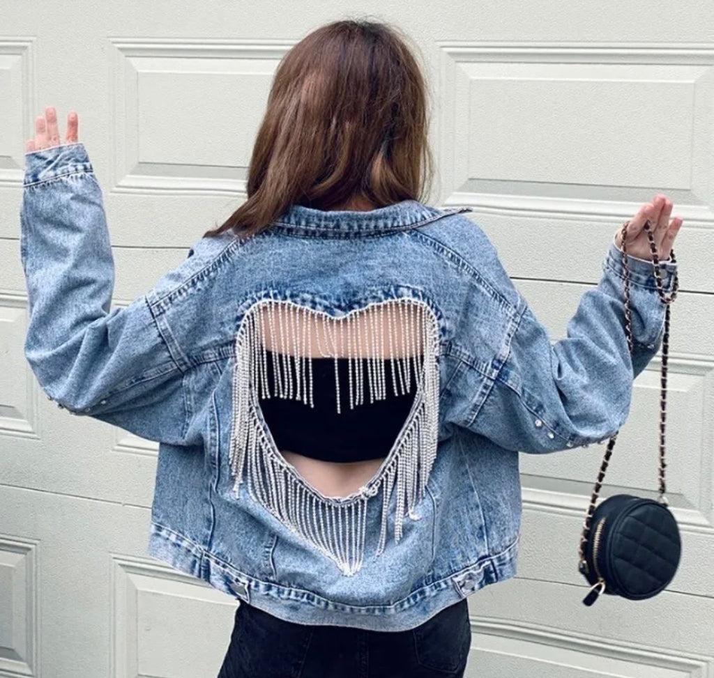 Open Heart Back Denim Jacket