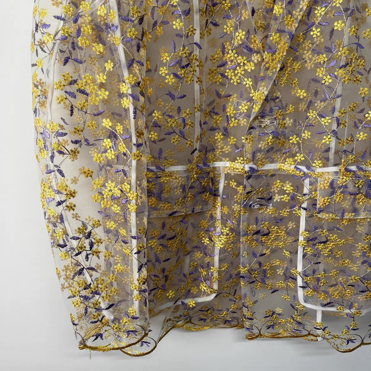 Golden Bloom Organza Blazer