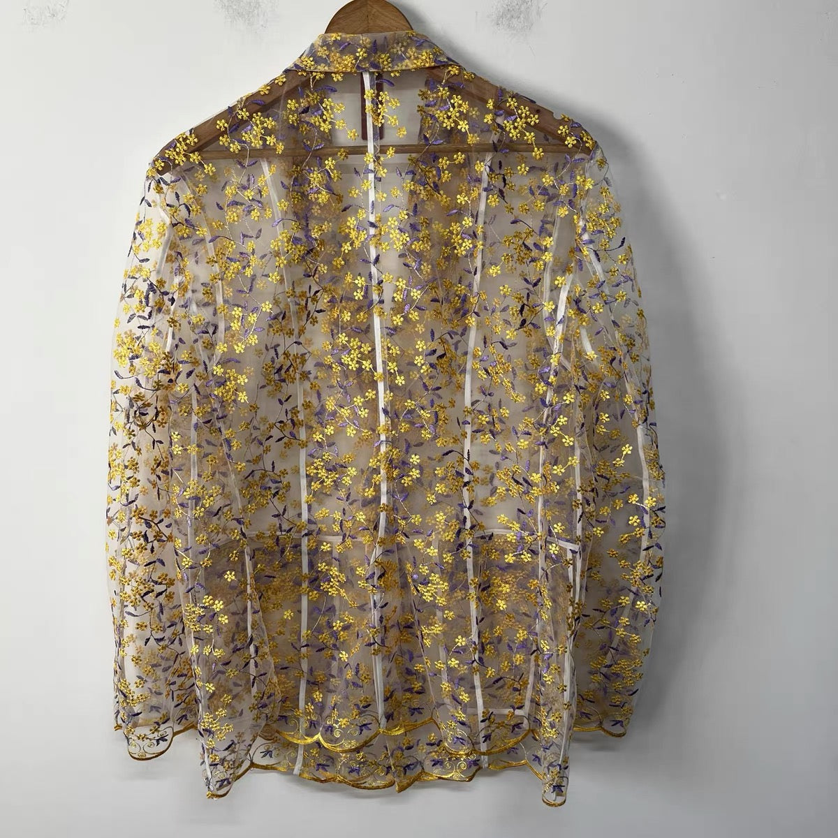 Golden Bloom Organza Blazer