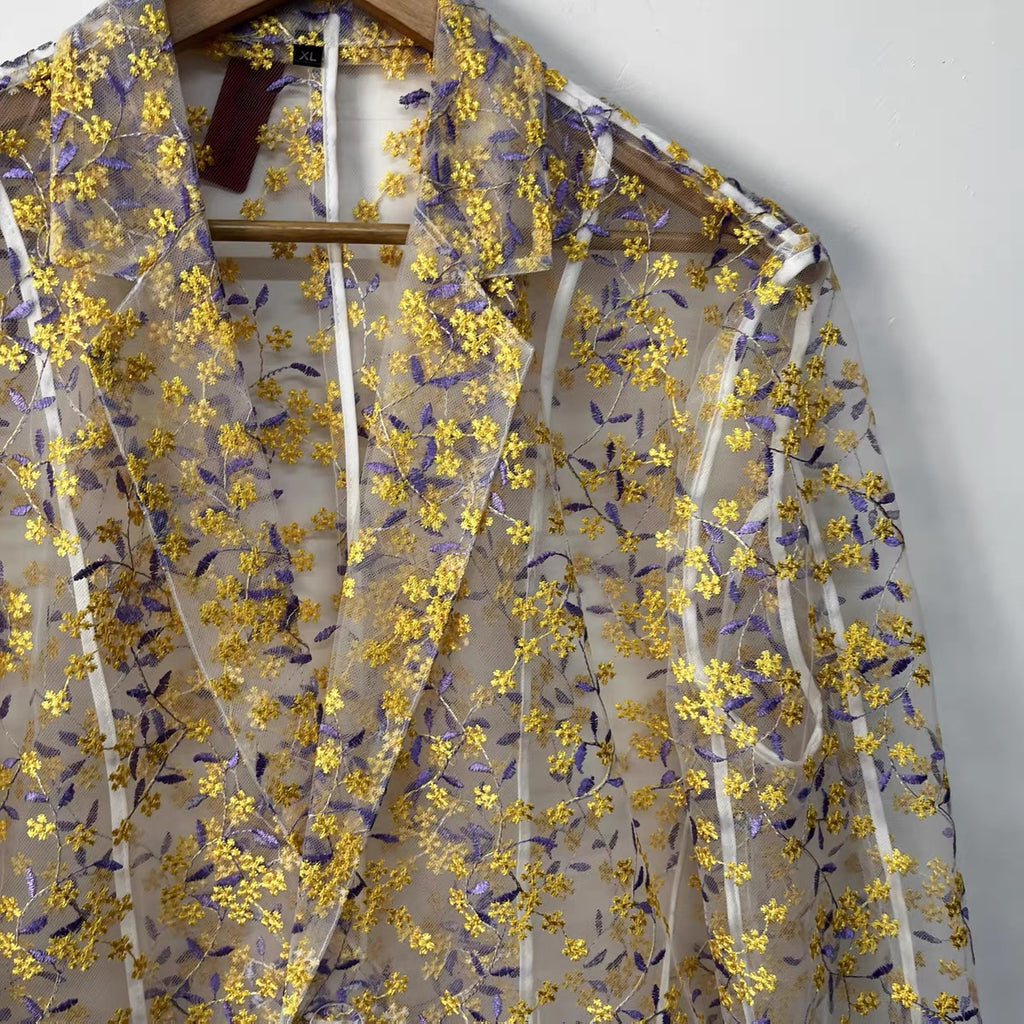 Golden Bloom Organza Blazer