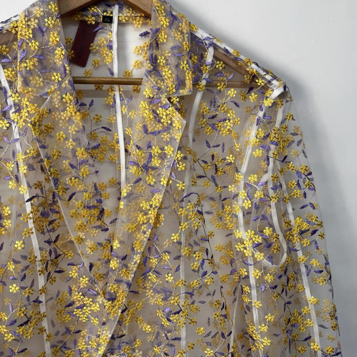 Golden Bloom Organza Blazer