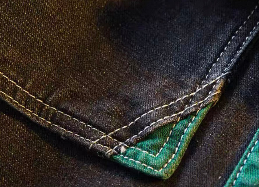 Color Block Patchwork Denim Jacket A16