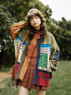 Patchwork Bomber Jacke