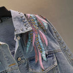 Artistic Feather Jean Jacket