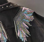 Artistic Feather Jean Jacket