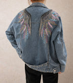 Artistic Feather Jean Jacket
