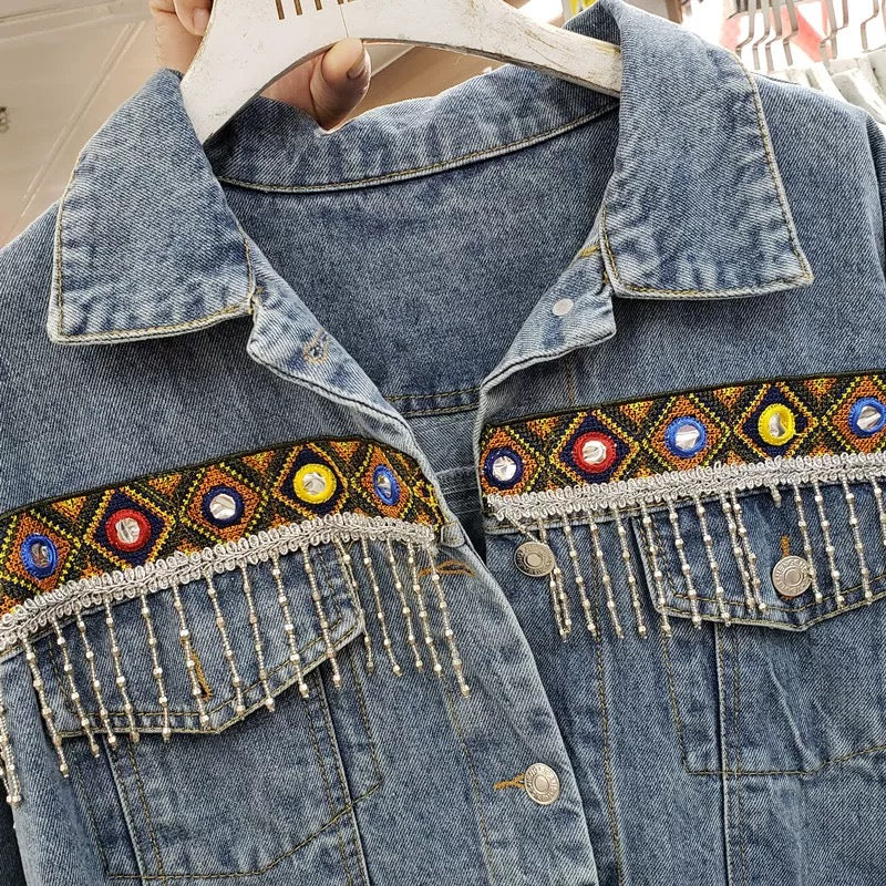 Ethnic Embroidered Jean Jacket