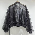 Noir Cathedral Sheer Bomber Jacket