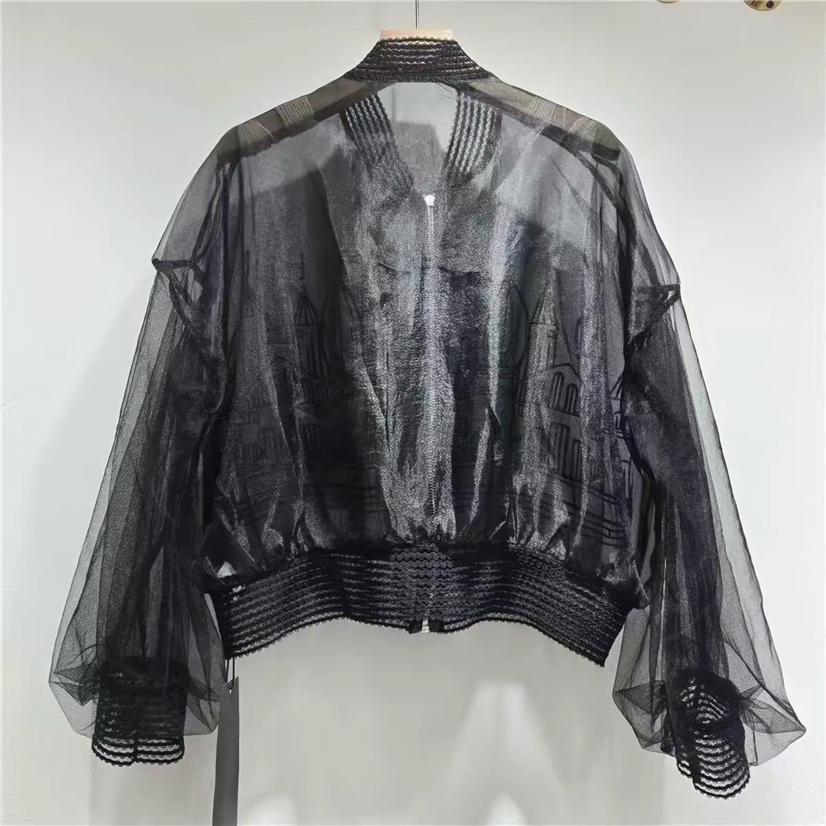 Noir Cathedral Sheer Bomber Jacket