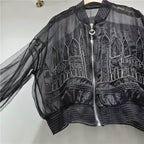 Noir Cathedral Sheer Bomber Jacket