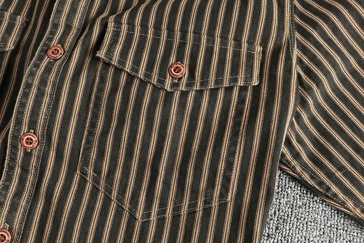4 Colors Railway Stripe Workwear Shirt, Organic Cotton, Vintage-inspired Shirt Jacket, 100% Cotton Utility Shirt, Retro Workwear Overshirt