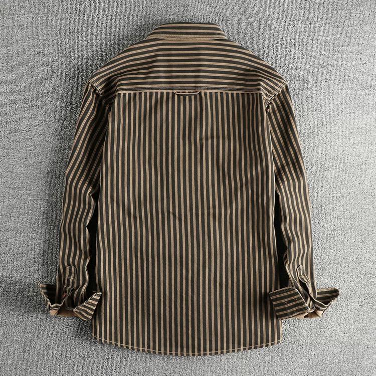 4 Colors Railway Stripe Workwear Shirt, Organic Cotton, Vintage-inspired Shirt Jacket, 100% Cotton Utility Shirt, Retro Workwear Overshirt