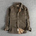 4 Colors Railway Stripe Workwear Shirt, Organic Cotton, Vintage-inspired Shirt Jacket, 100% Cotton Utility Shirt, Retro Workwear Overshirt