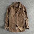 4 Colors Railway Stripe Workwear Shirt, Organic Cotton, Vintage-inspired Shirt Jacket, 100% Cotton Utility Shirt, Retro Workwear Overshirt