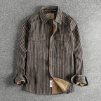4 Colors Railway Stripe Workwear Shirt, Organic Cotton, Vintage-inspired Shirt Jacket, 100% Cotton Utility Shirt, Retro Workwear Overshirt