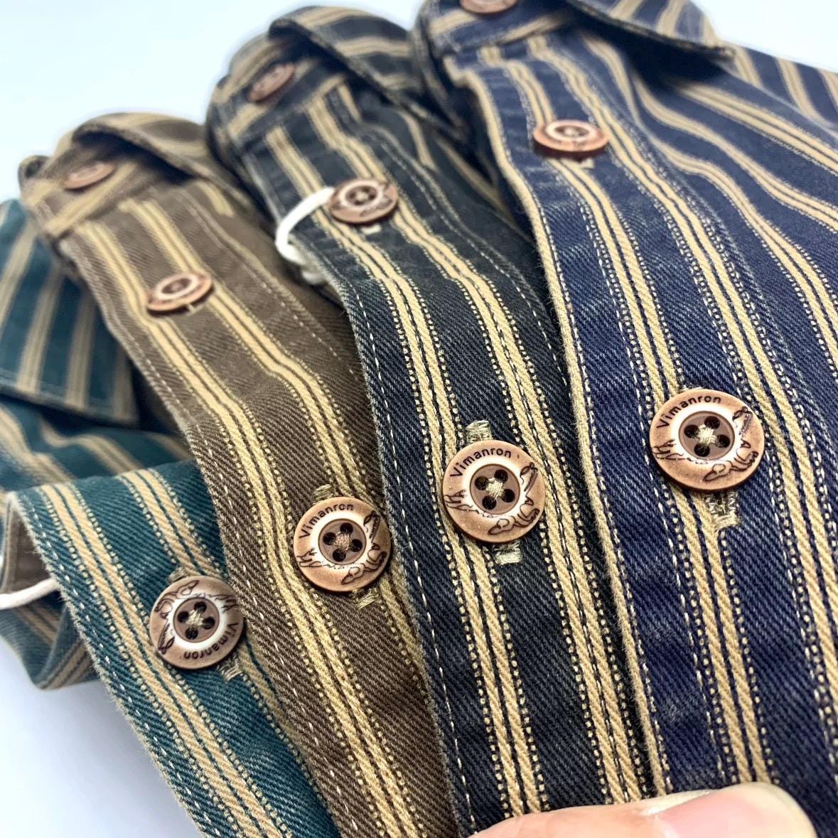 4 Colors Railway Stripe Workwear Shirt, Organic Cotton, Vintage-inspired Shirt Jacket, 100% Cotton Utility Shirt, Retro Workwear Overshirt